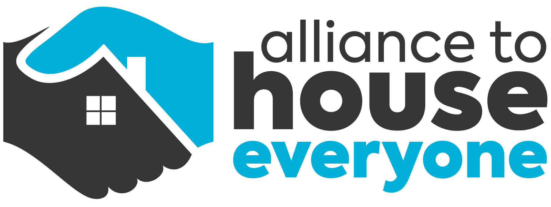 Alliance to House Everyone black and turquoise logo